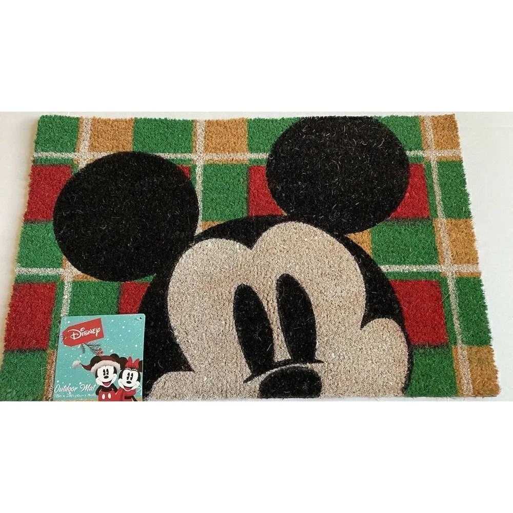Disney Mickey Mouse Christmas‎ Holiday Season Coir Door Mat 18 x 28” Outdoor New